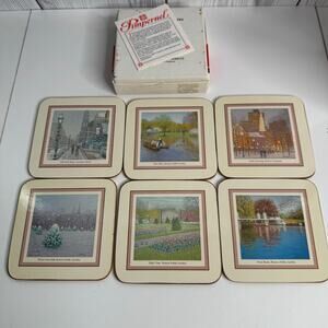 Vintage Pimpernel Scenic Boston Coasters  Made In England Set Of 6 MCM  Cork